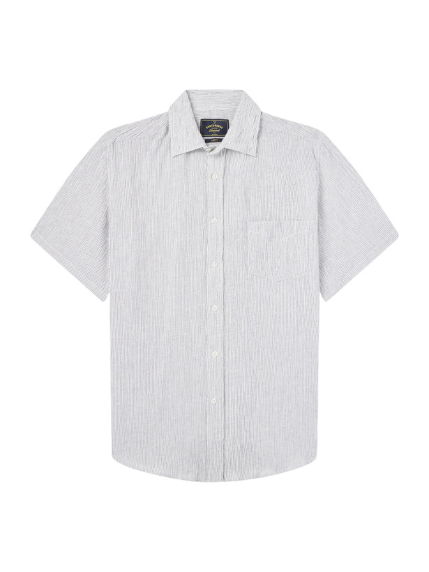 Photo: Portuguese Flannel - Aaron Striped Cotton and Linen-Blend Shirt - White