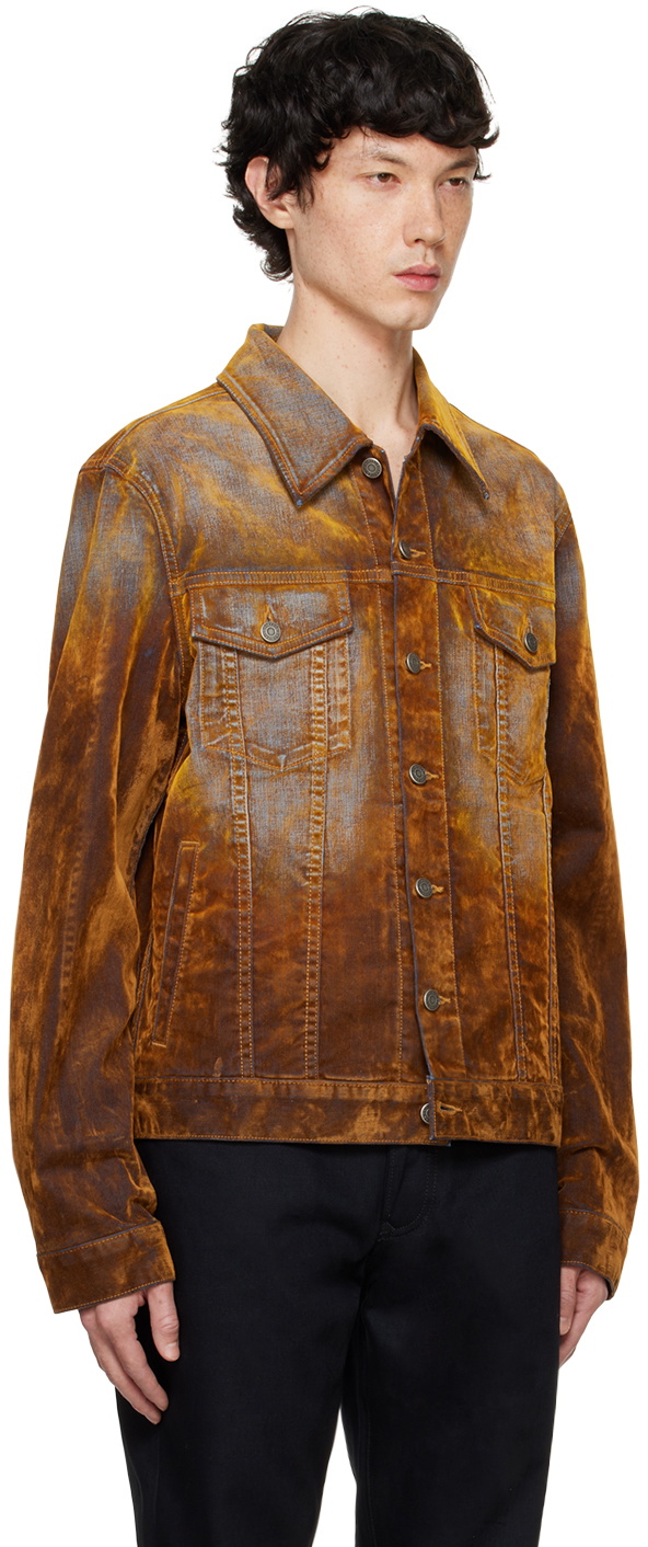 COÛT DE LA LIBERTÉ Orange Johnny Stretch Suede Denim Jacket