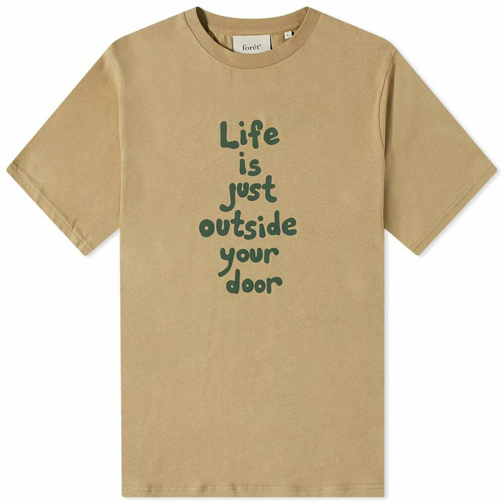 Photo: Foret Men's Outside T-Shirt in Khaki/Dark Green