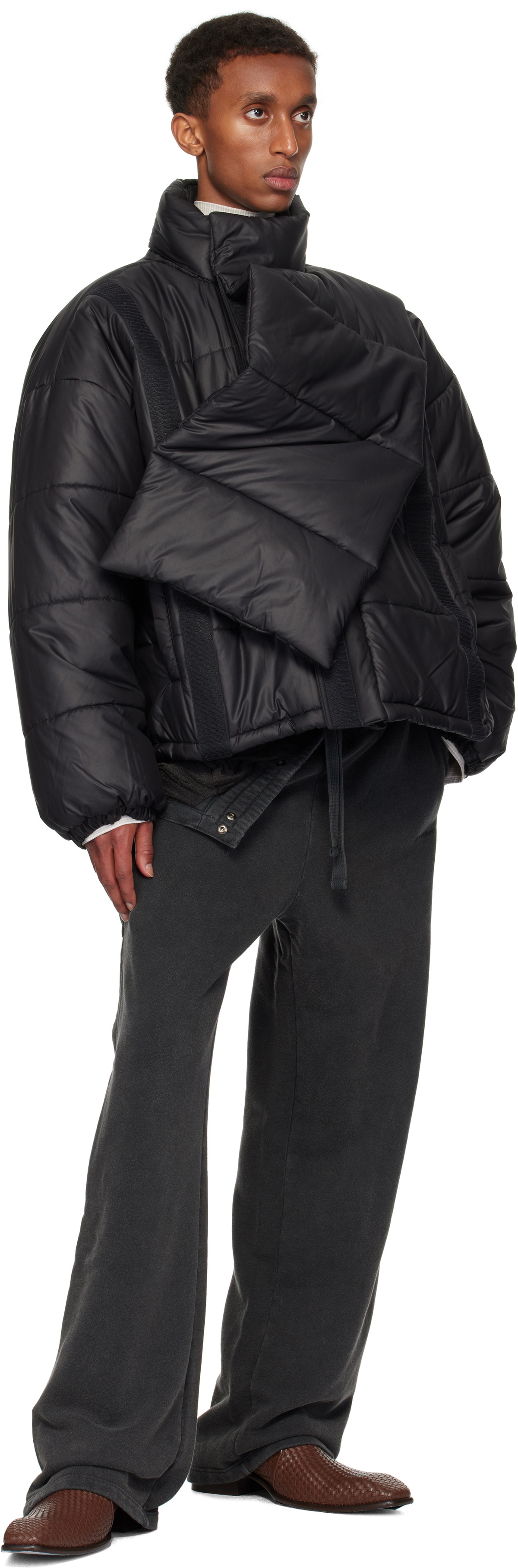 Y/Project Black Velcro Puffer Jacket
