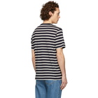 Sunspel Navy and White Classic Breton Stripe Classic T-Shirt