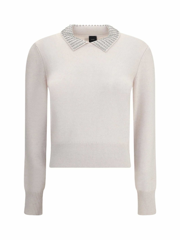 Photo: Pinko Rhinestone-decorated Collar Sweater