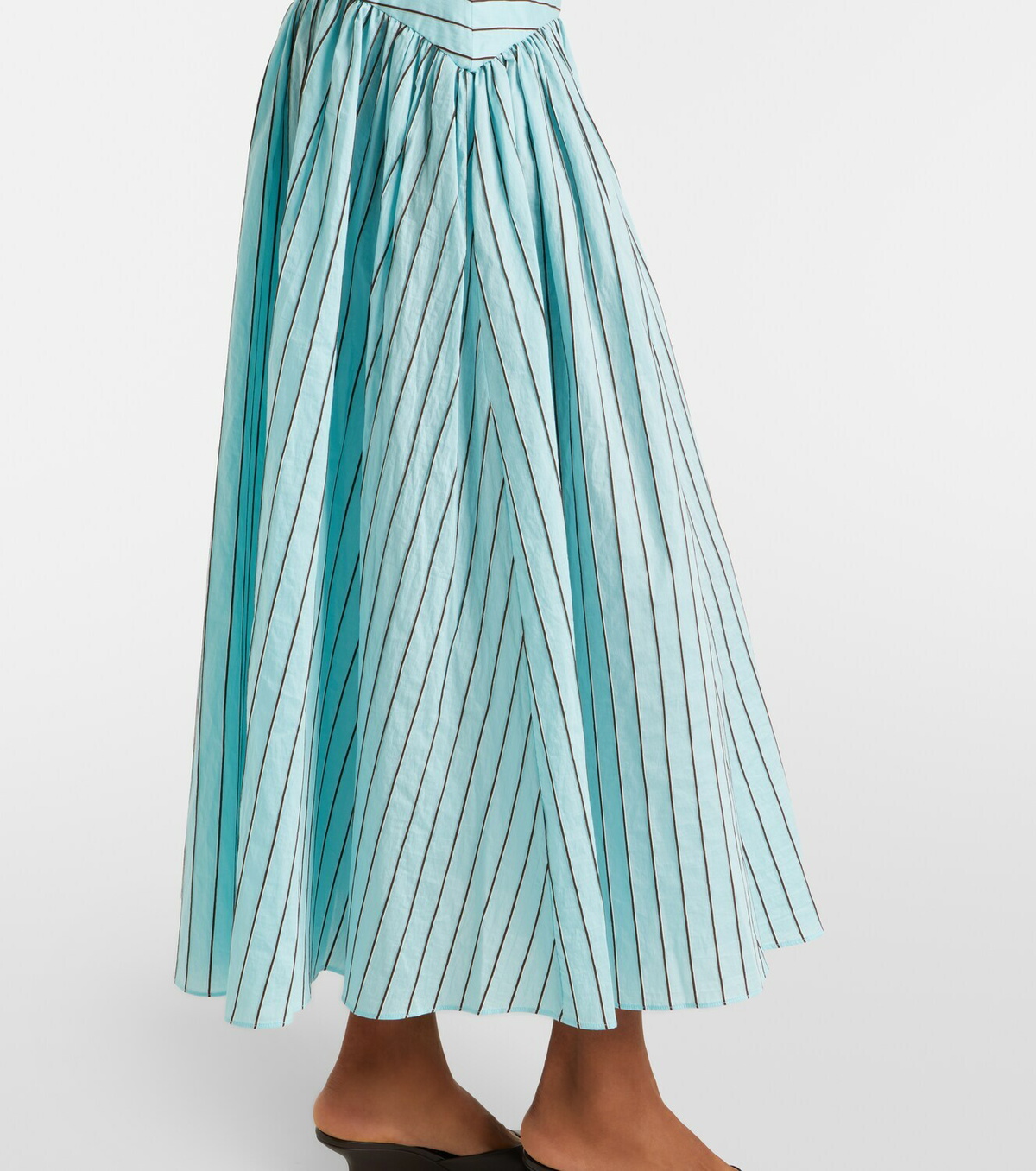 Staud Procida striped cotton-blend maxi skirt