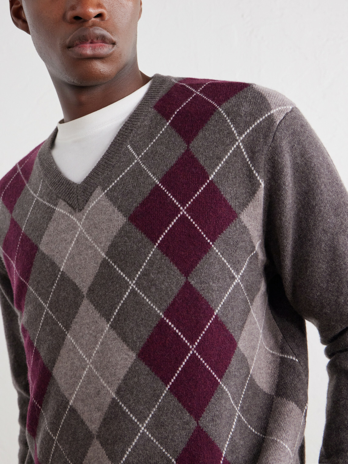 NN07 - Otto 60070 Argyle Wool Sweater - Gray