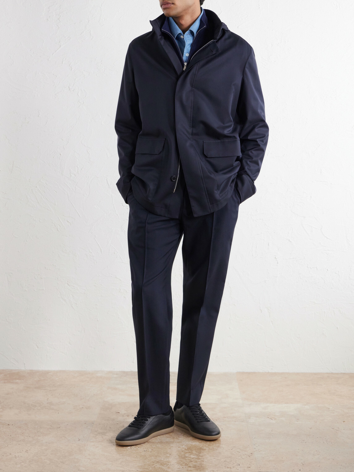 Zegna - Twill Hooded Coat - Blue