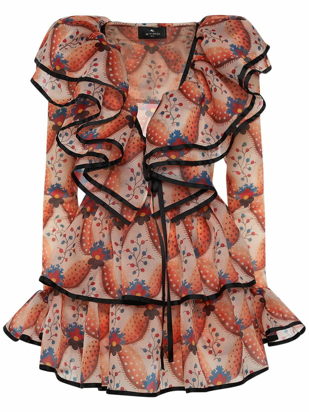 Photo: ETRO - Ruffled Printed Chiffon Mini Dress