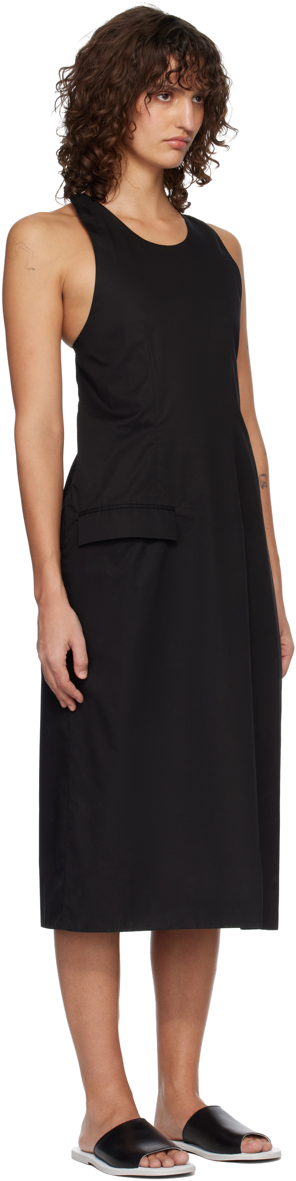 Rier Black Suit Apron Midi Dress