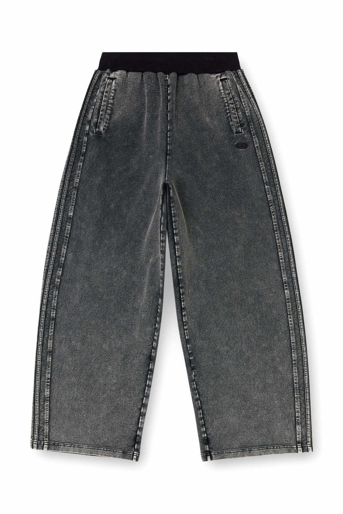 Diesel Wide pants in washed cotton with side bands - Pants Womens in Grey