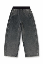 Diesel Wide pants in washed cotton with side bands - Pants Womens in Grey