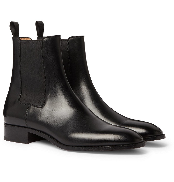 Photo: Christian Louboutin - Polished-Leather Chelsea Boots - Black