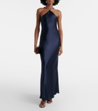 Staud Cadence halterneck satin slip dress