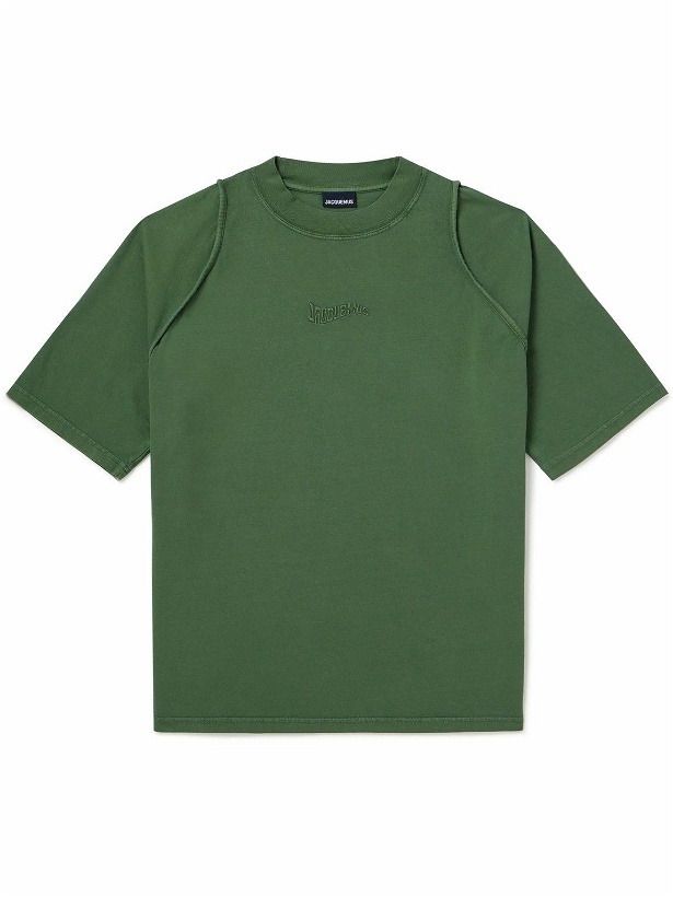 Photo: Jacquemus - Camargu Logo-Embroidered Organic Cotton-Jersey T-Shirt - Green