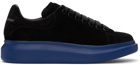 Alexander McQueen SSENSE Exclusive Black & Blue Suede Oversized Sneakers