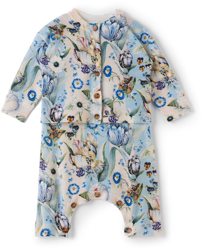Photo: Burberry Baby Multicolor Wool Floral Print Two-Piece Set