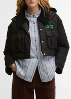 Barbour X Ganni Quilted Peplum Shell Coat Black