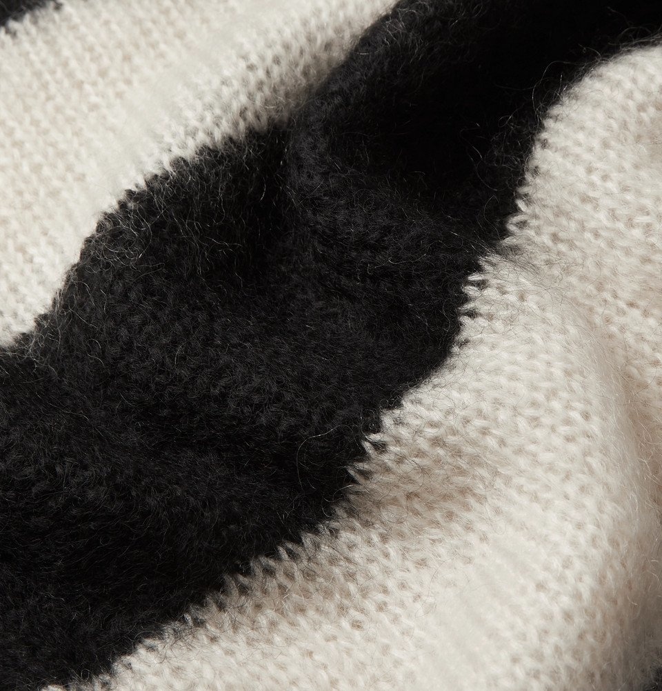 Isabel Benenato - Striped Mohair-Blend Sweater - Black Isabel Benenato