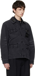 Simone Rocha Black Multi Pocket Workwear Denim Jacket