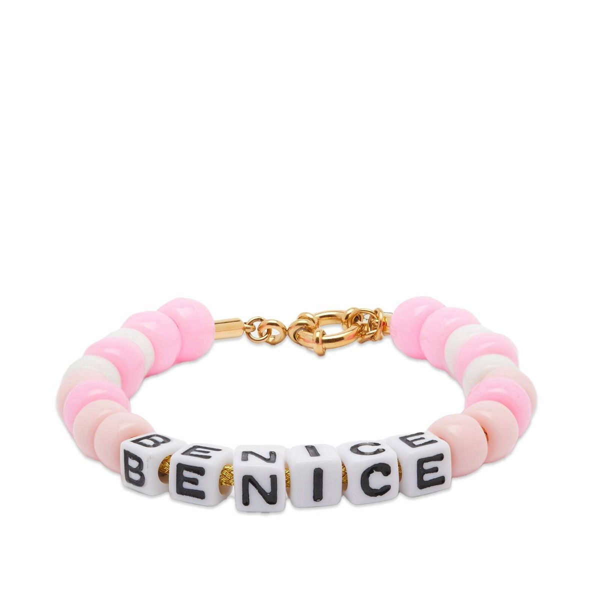 Photo: Sporty & Rich Be Nice Bead Bracelet in Pink