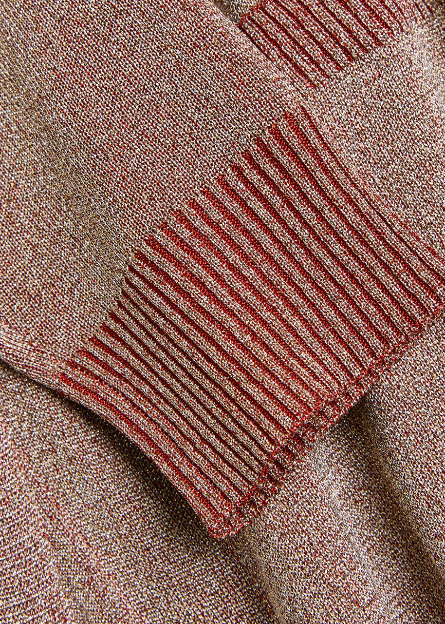Missoni Belted Lamé-knit Cardigan Rose