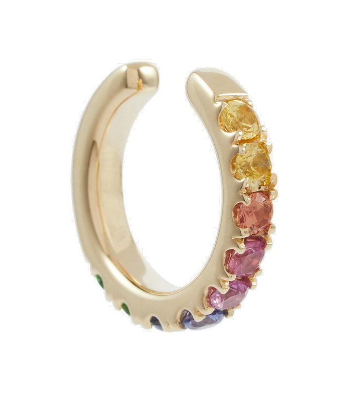 Photo: Robinson Pelham Orb Medium 14kt gold single ear cuff with sapphires and tsavorites