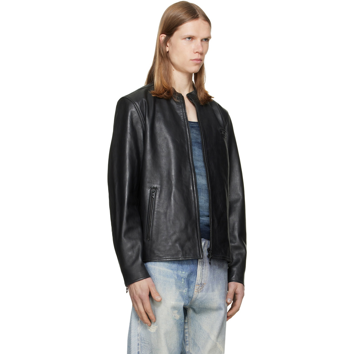 Diesel Black L-Tad-Wrd Leather Jacket