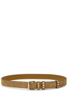 Valentino Rockstud Suede Belt Beige
