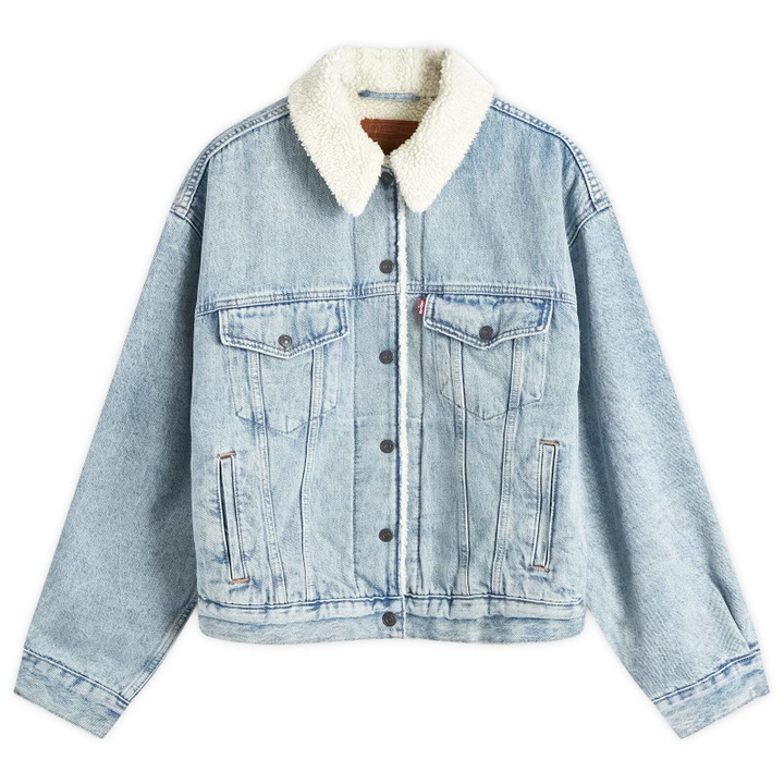 Photo: Levi's Women's Denim Sherpa Trucker Jacket in Blue