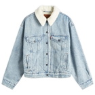 Levi's Women's Denim Sherpa Trucker Jacket in Blue