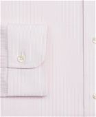 Brooks Brothers Men's Stretch Regent Regular-Fit Dress Shirt, Non-Iron Poplin Ainsley Collar Fine Stripe | Pink