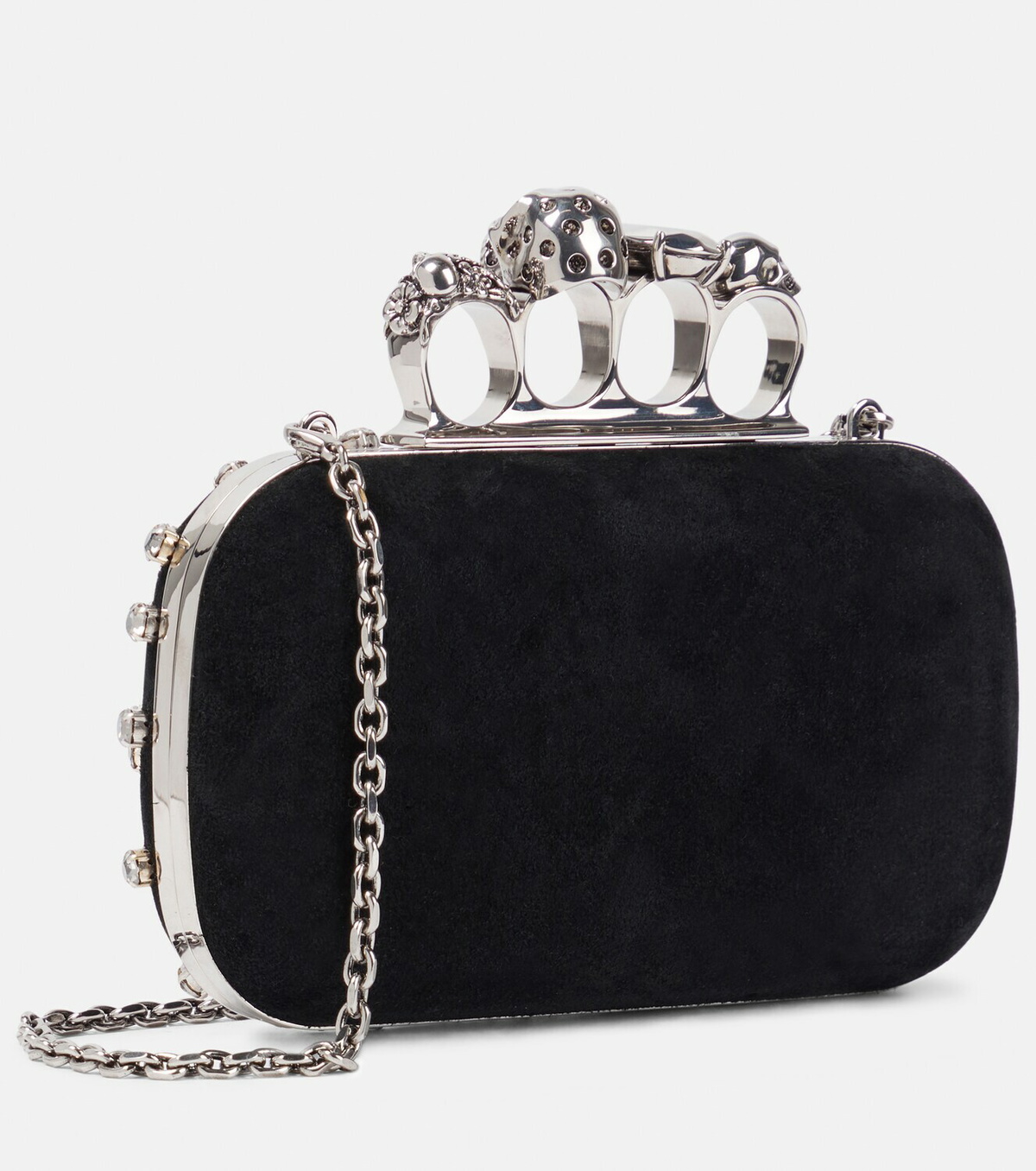 Alexander McQueen - Four Ring embellished leather clutch