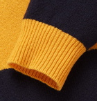 Beams Plus - Cotton Poplin-Trimmed Striped Wool Sweater - Men - Yellow