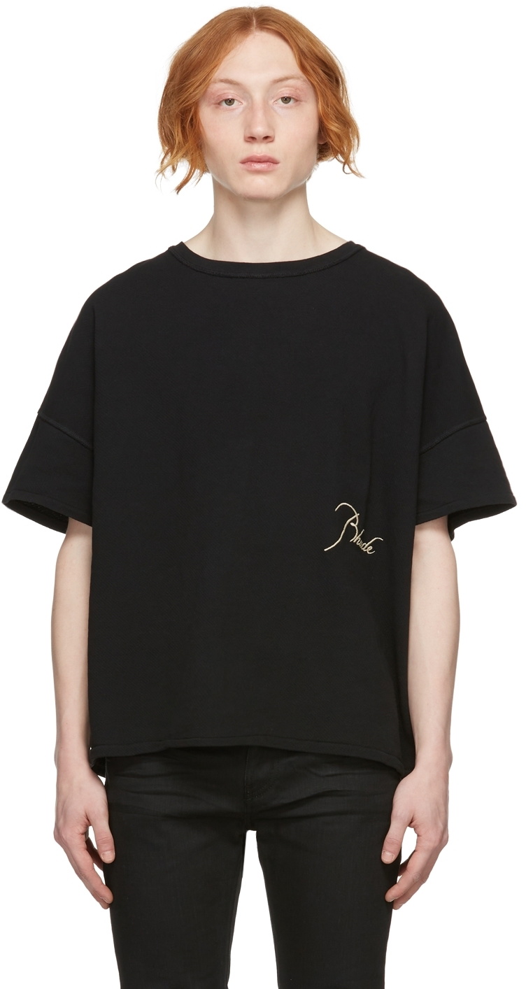 Rhude Black Piqué Reverse T-Shirt Rhude