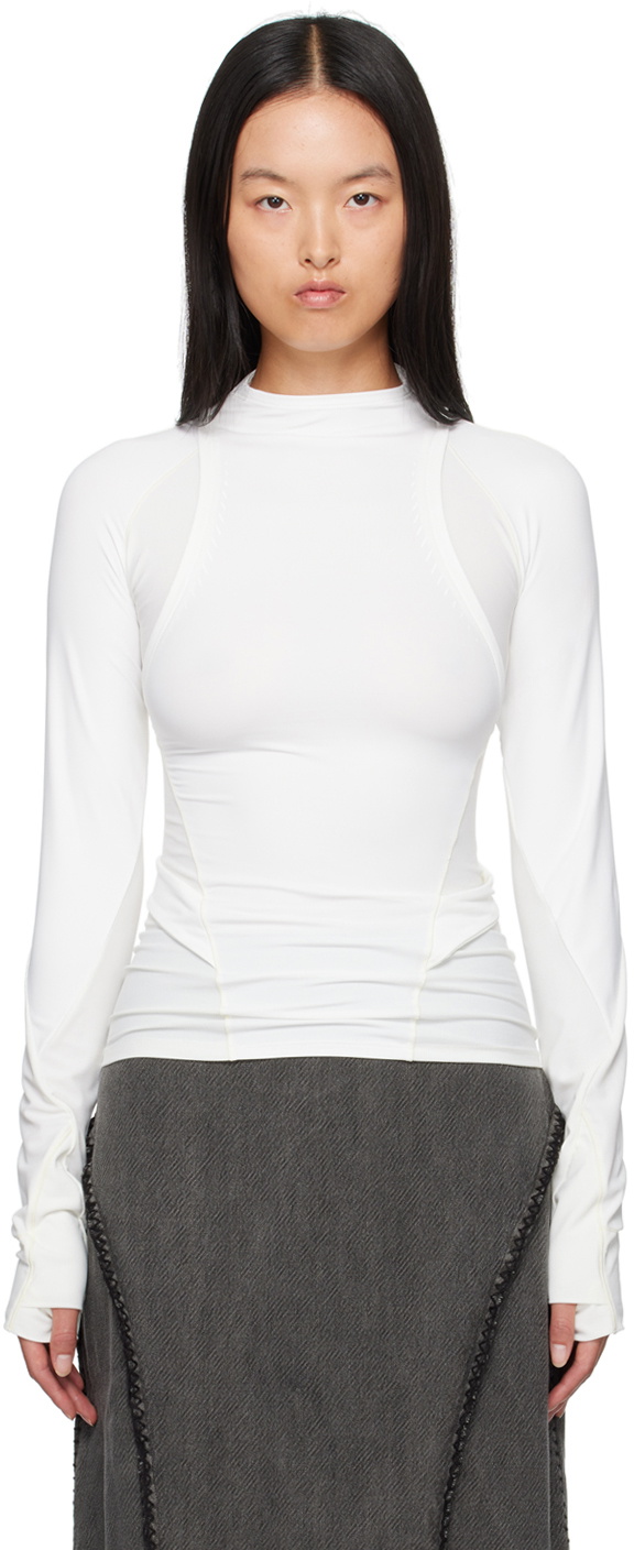 HYEIN SEO White Track Long Sleeve T-Shirt Hyein Seo