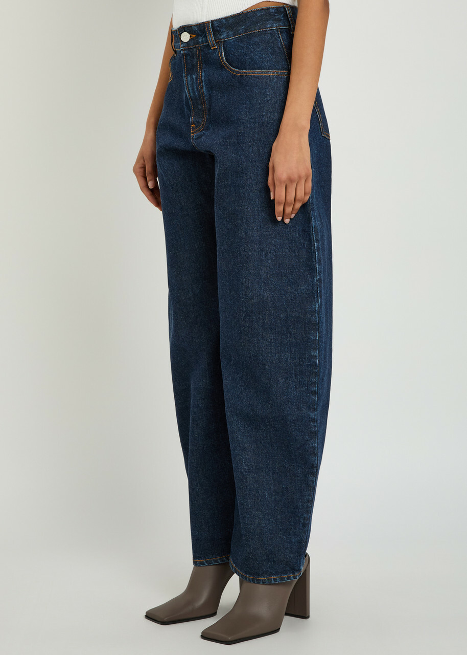 Alaïa Low Round Barrel-leg Denim Jeans