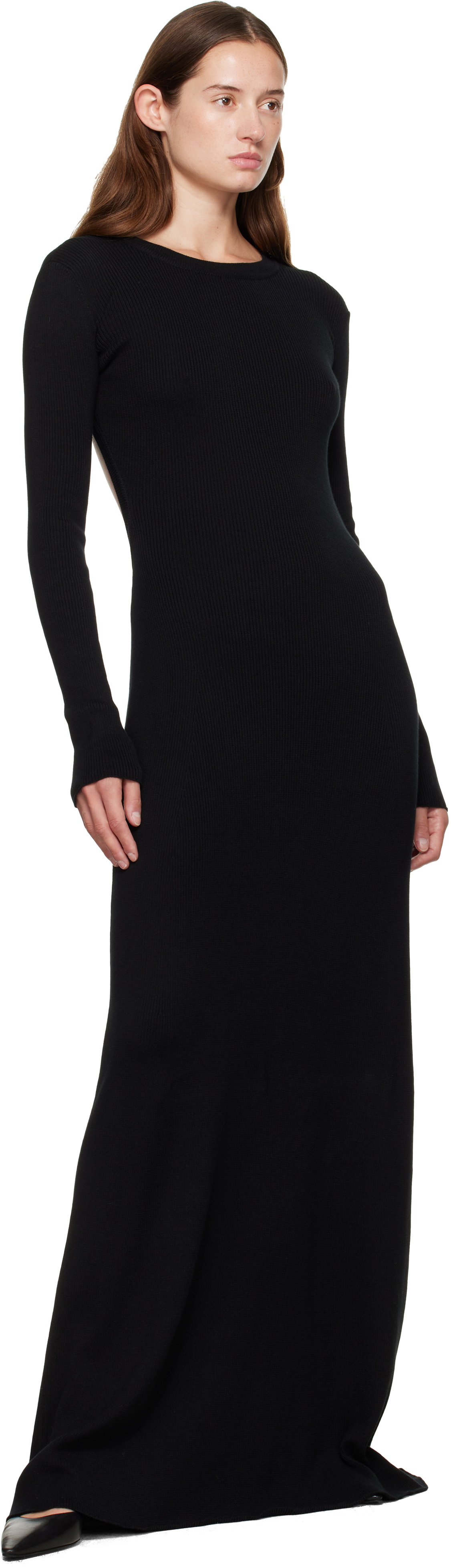 Ann Demeulemeester Black Eva Long Open Back Knitted Maxi Dress