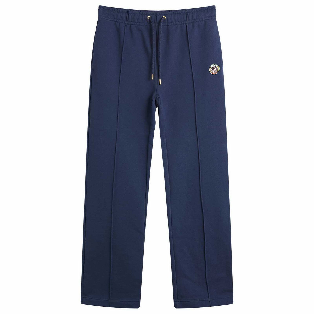 Casablanca Men's Navy Loopback Patch Open Hem Jogger in Dress Blue