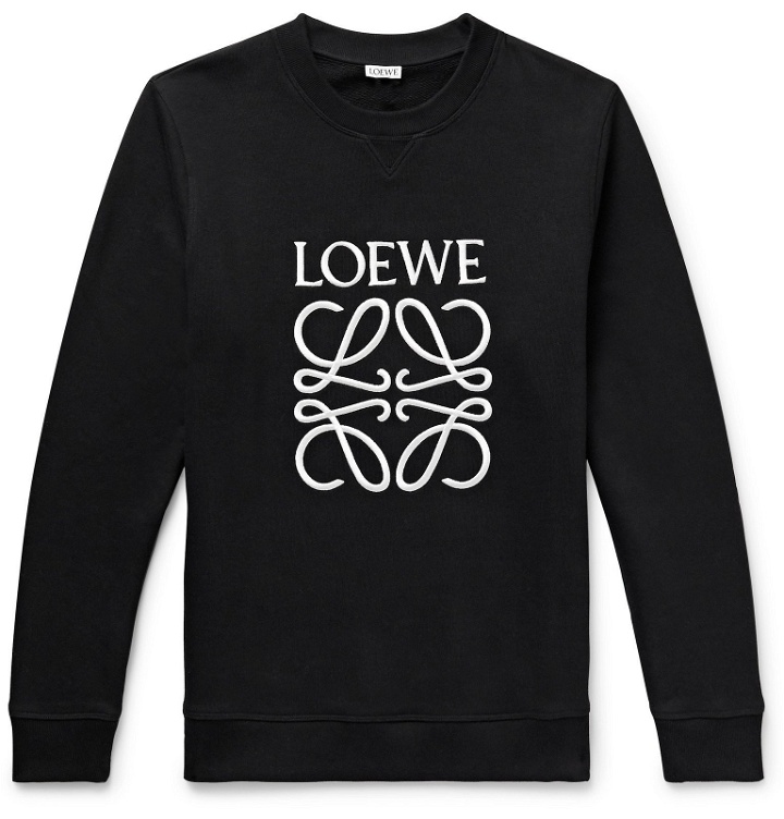 Photo: Loewe - Logo-Embroidered Loopback Cotton-Jersey Sweatshirt - Black