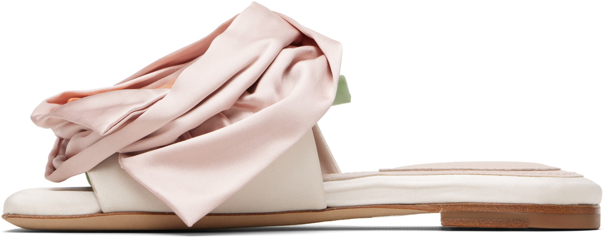 Simone Rocha White & Pink Pressed Rosette Slides