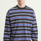 BEAMS Men's Border Stripe Loose Long Sleeve T-Shirt in Black