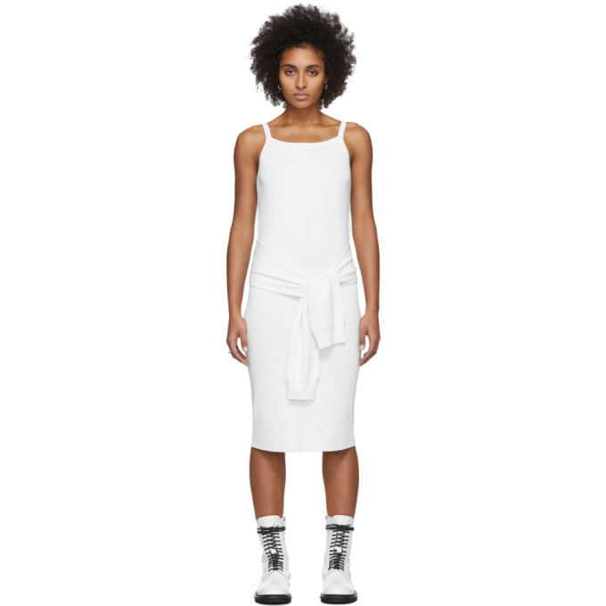 Helmut Lang White Rayon Tie Waist Dress Helmut Lang