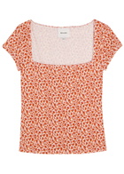 Reformation Floral-print Stretch-jersey top Red