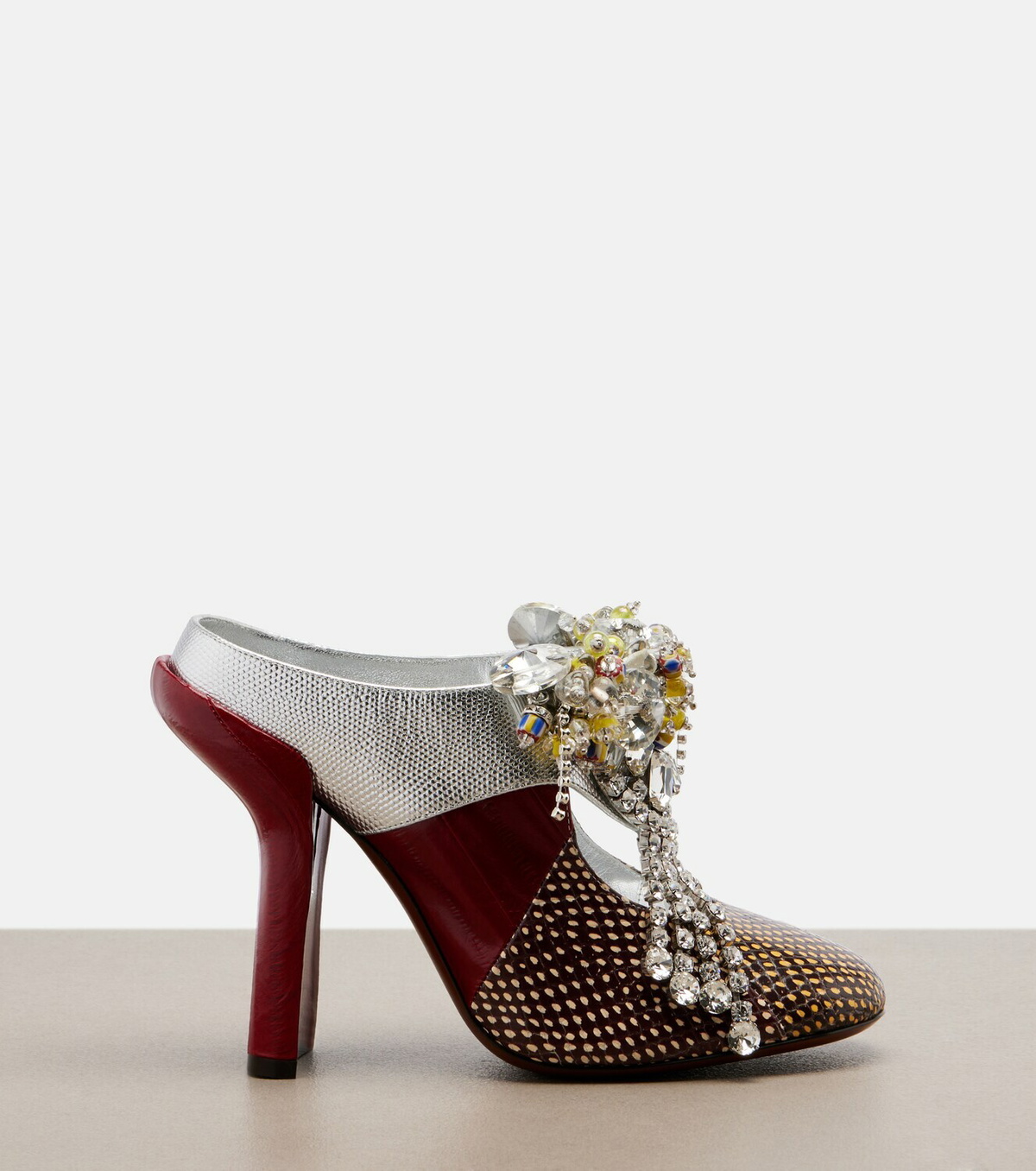 Dries Van Noten Embellished patchwork leather mules