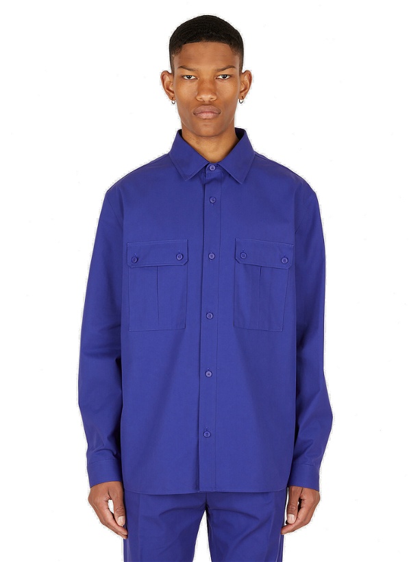 Photo: Oversized Button Down Over Shirt in Purple