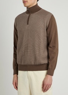 Canali Textured Half-zip Cotton Jumper Brown
