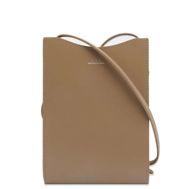 Photo: A.P.C. Men's A.P.C Jamie Leather Neck Pouch in Greige