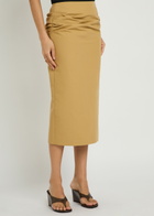Armarium Pernilla Draped Cotton-poplin Midi Skirt Camel