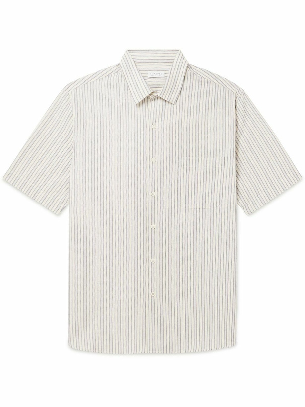 Photo: Sunspel - Embroidered Striped Cotton Shirt - Neutrals