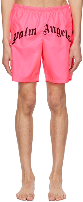 Photo: Palm Angels Pink Curved Swim Shorts