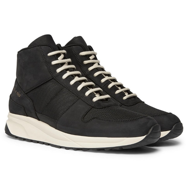 Photo: Common Projects - Track Vintage Nubuck and Mesh High-Top Sneakers - Men - Black
