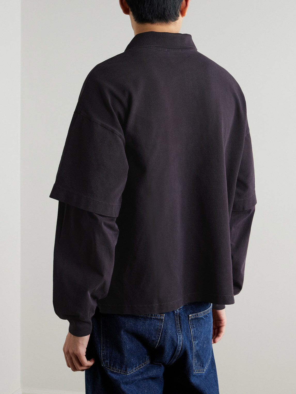 AGOLDE - Curren Layered Cotton-Piqué Polo Shirt - Brown